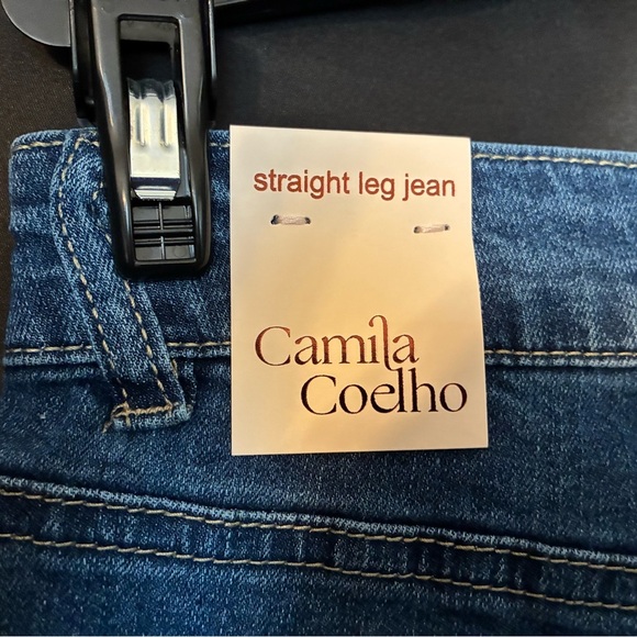 Camila Coelho Crystal Rhinestone Jeans Size 2 Medium Wash Straight Leg Fancy NWT - Picture 11 of 14